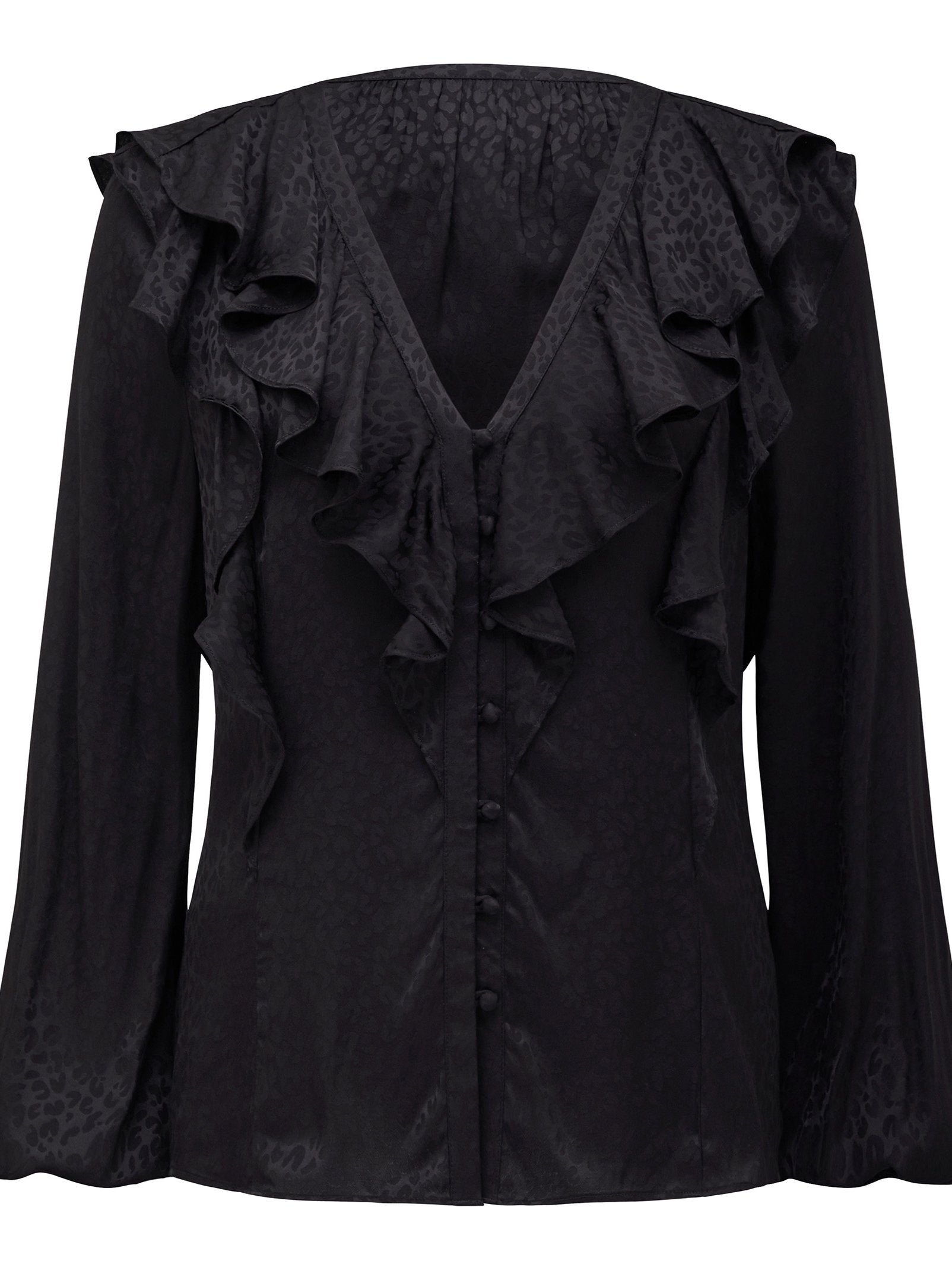 Sandy Jacquard Ruffle Blouse