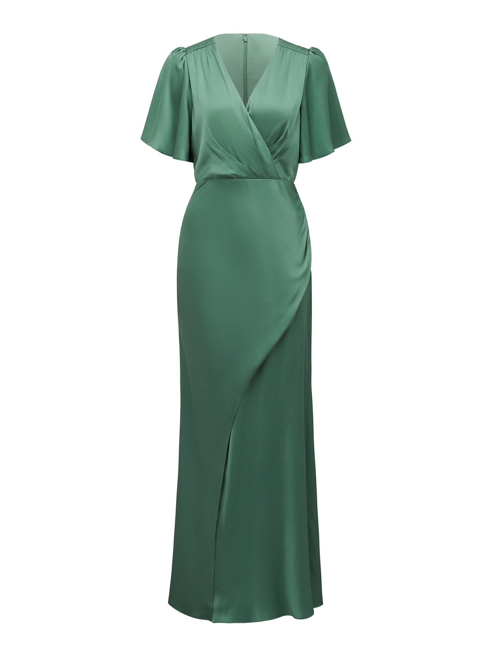  Chelsea Flutter Sleeve Satin Maxi Dress