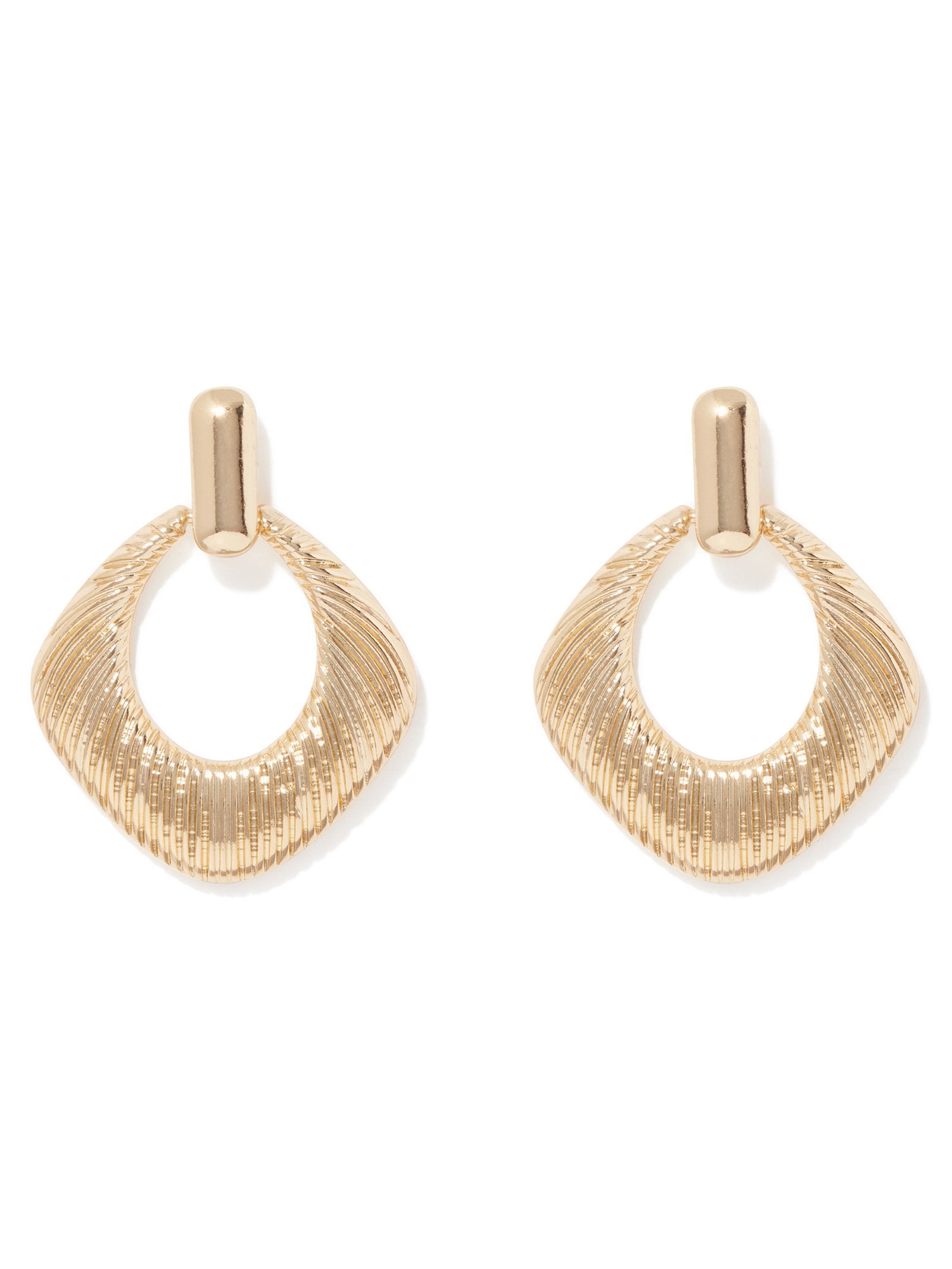 Teddy Textured Sq Drop Earring