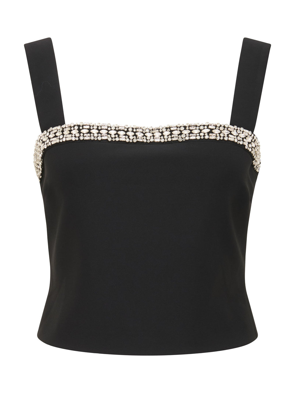  Camilla Embellished Trim Crepe Top