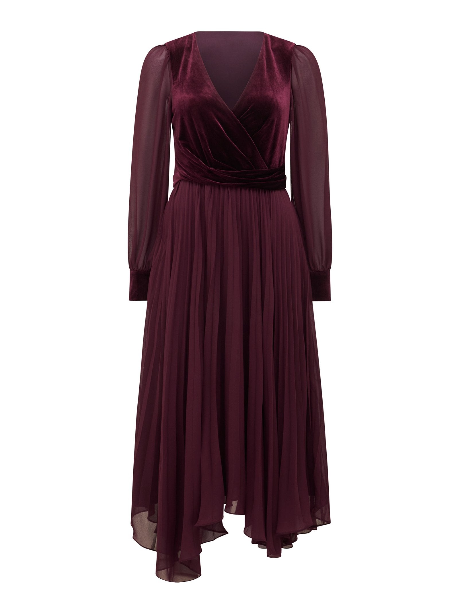  Margaret Velvet Pleat Midi Dress