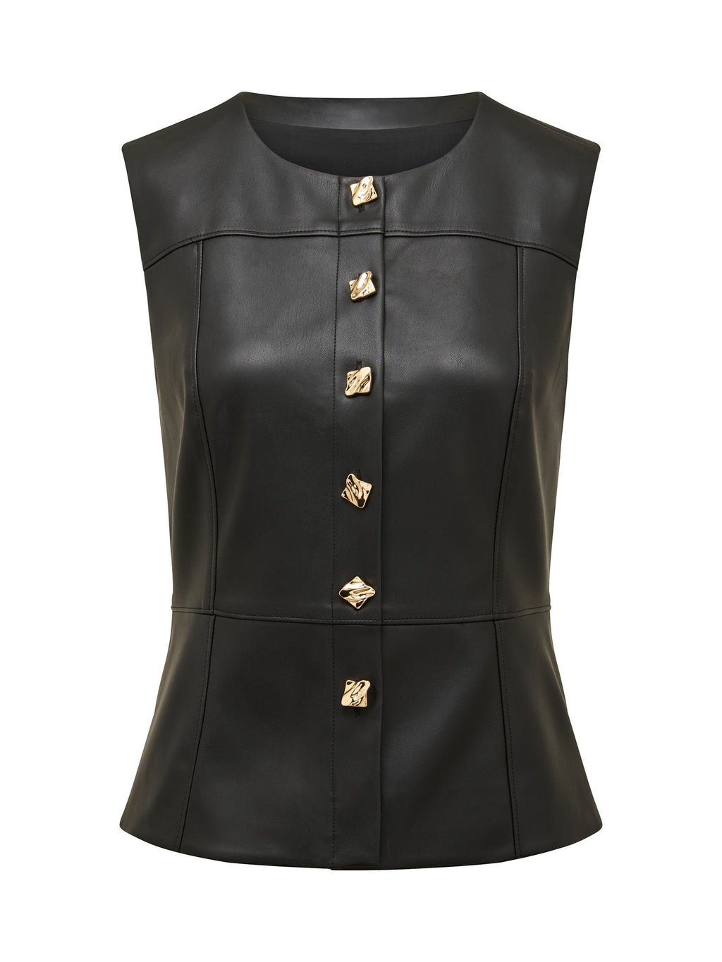  Kim PU Button Front Top