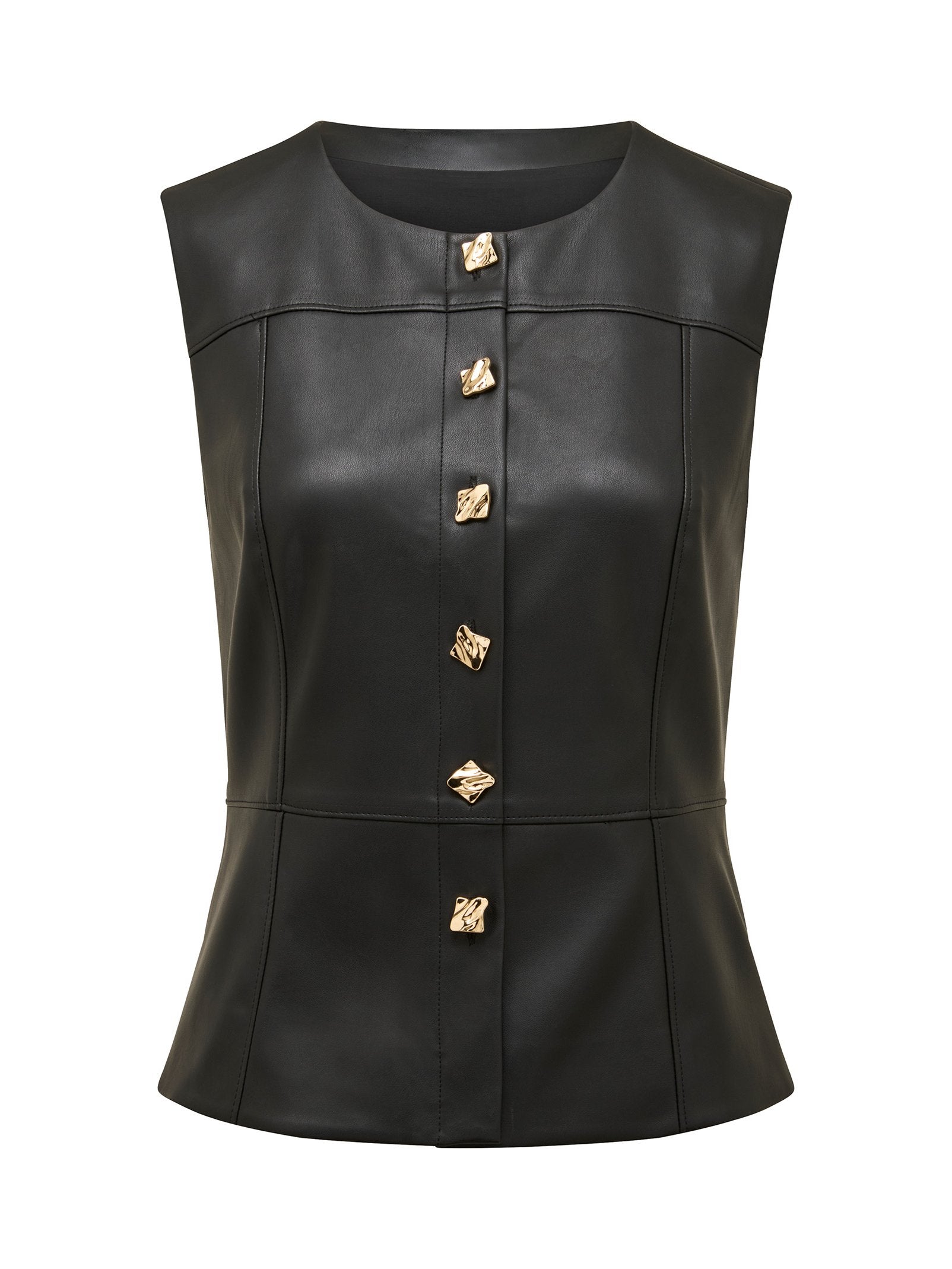  Kim PU Button Front Top