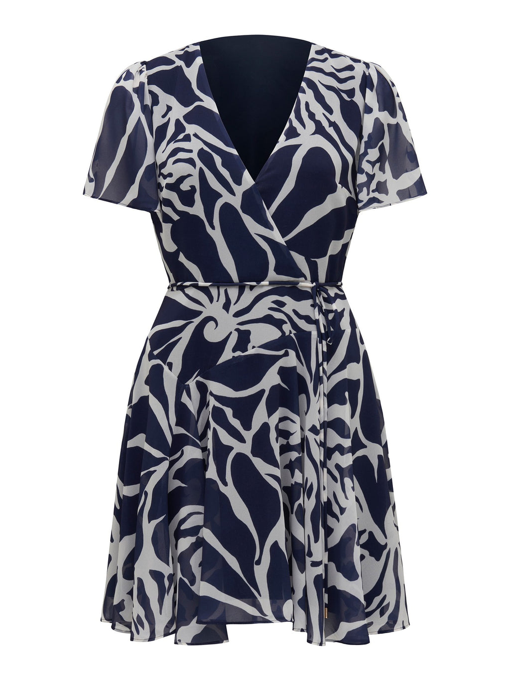  Kora Petite Asymmetric Flutter Sleeve Mini Dress