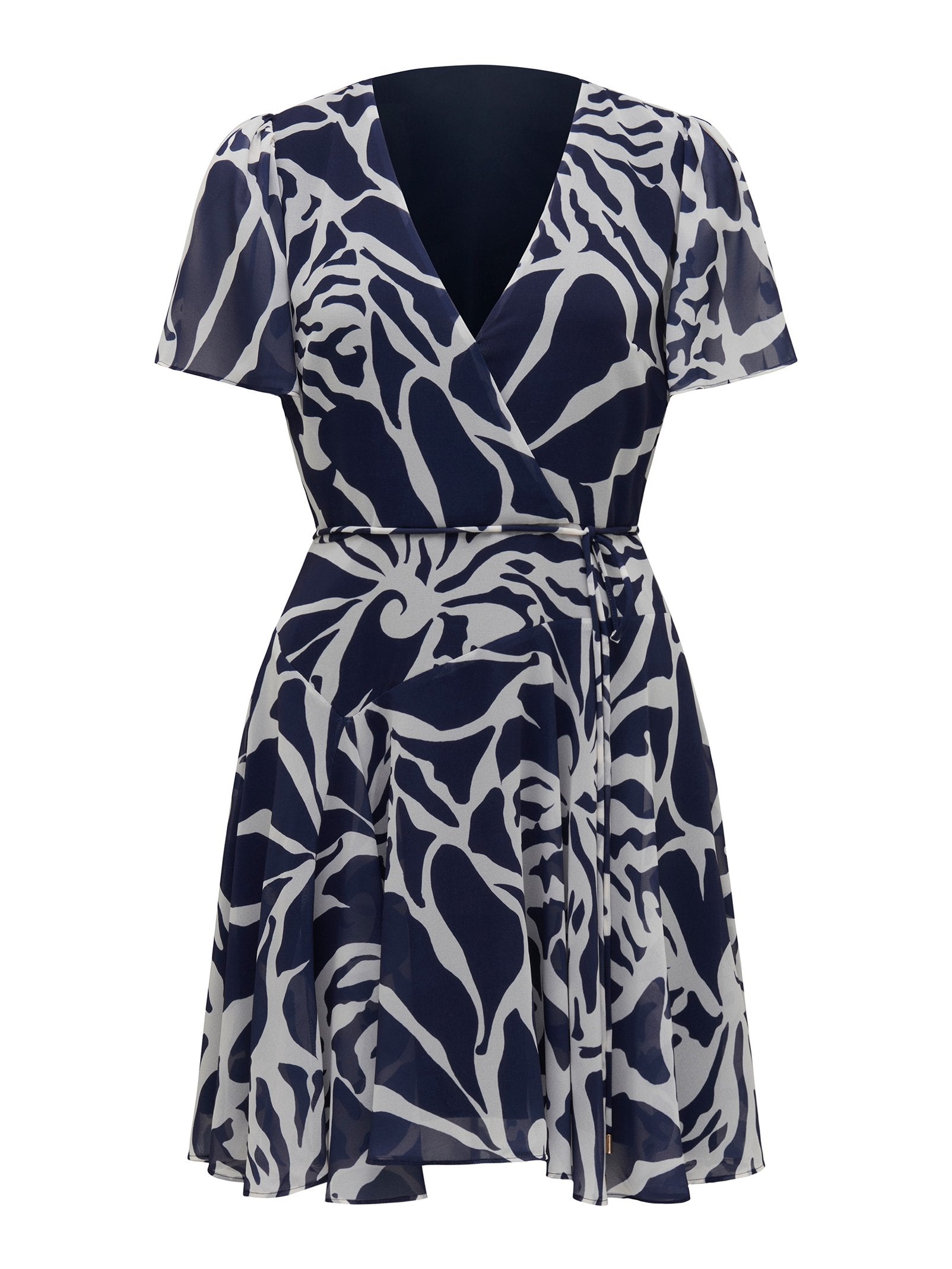  Kora Petite Asymmetric Flutter Sleeve Mini Dress