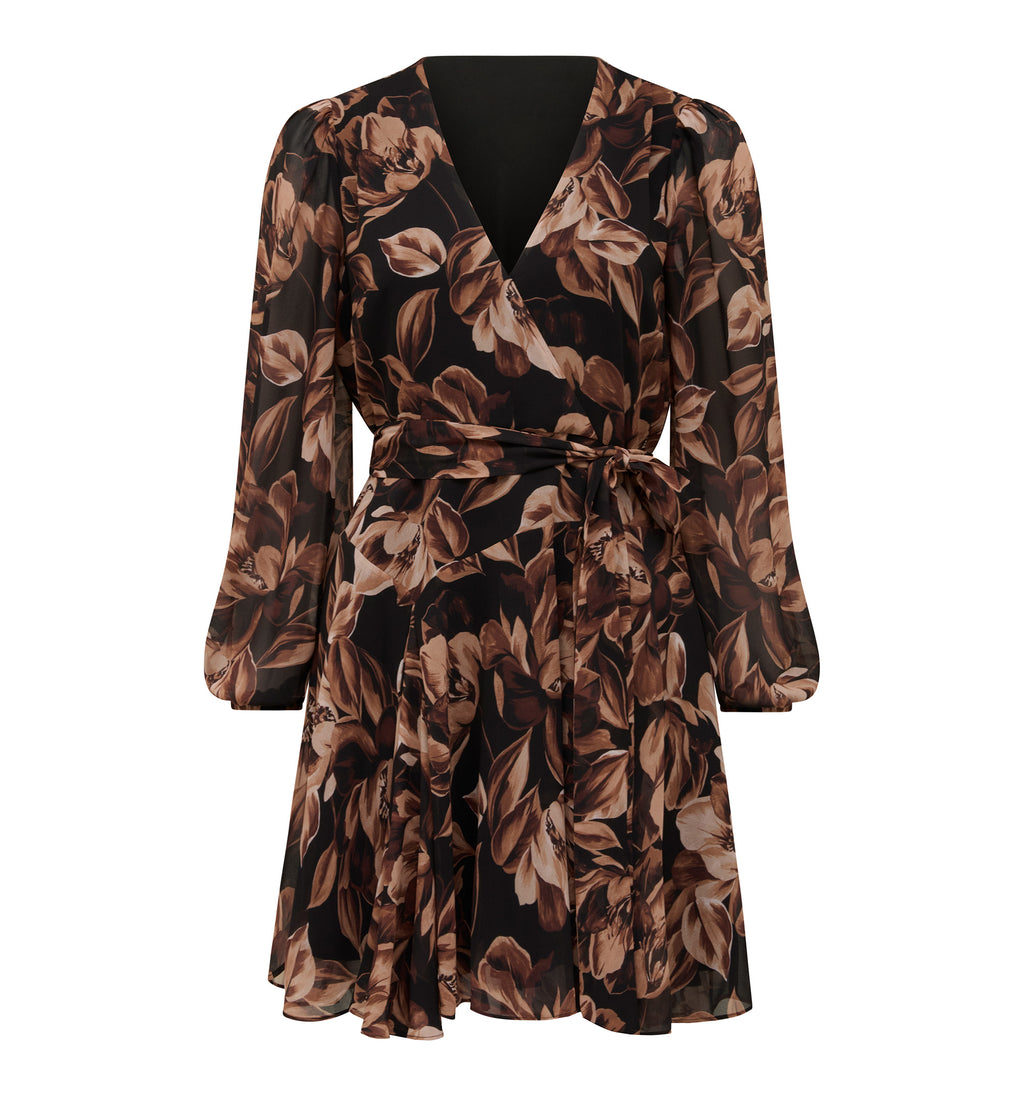 Amila Petite Belted Godet Mini Dress