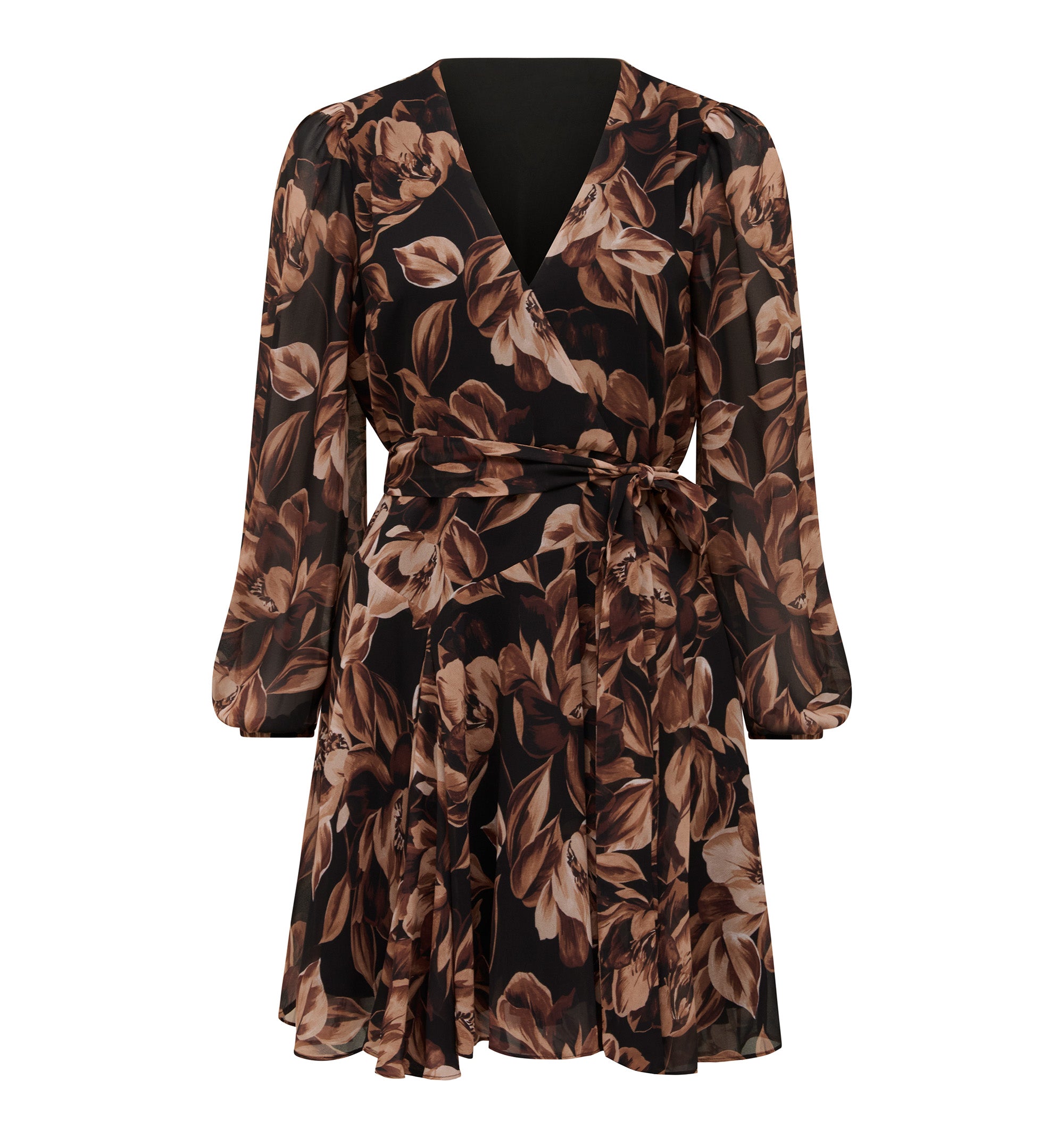 Amila Petite Belted Godet Mini Dress