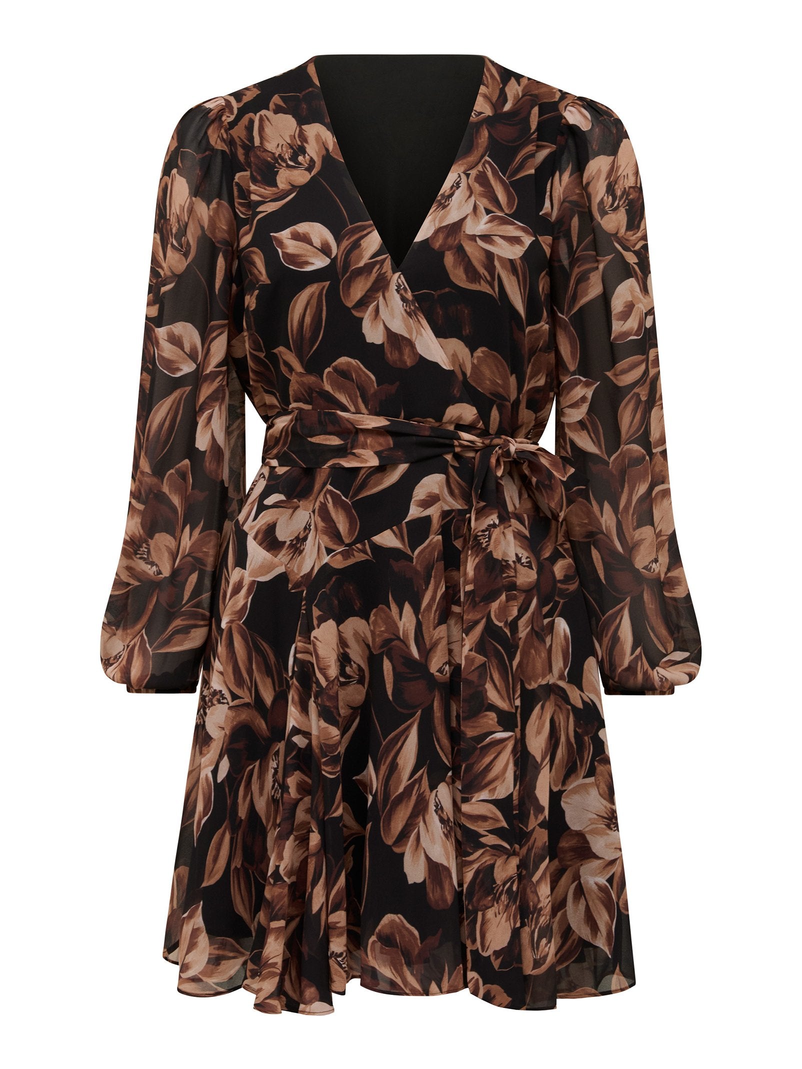  Amila Petite Belted Godet Mini Dress