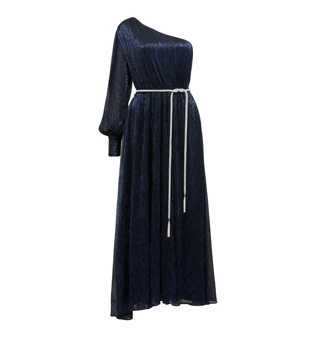 Cody Asym Plisse Diamonte Maxi Dress