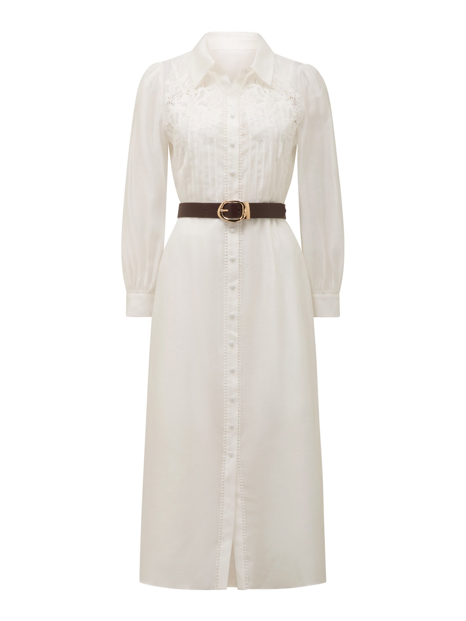 Janice Petite Embroidery Belted Maxi Dress