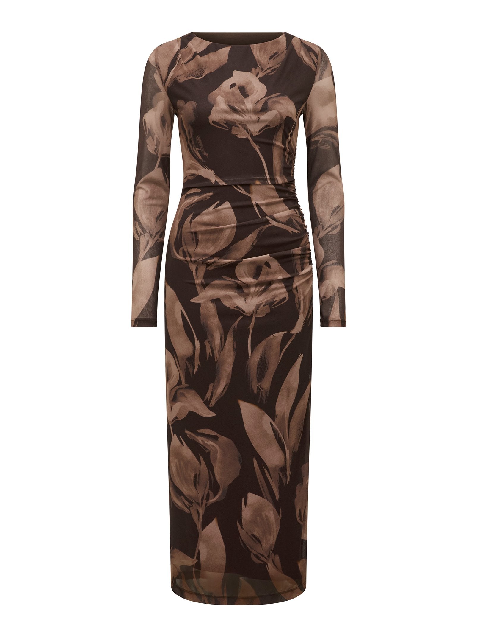 Alannah Mesh Long Sleeve midi Dress
