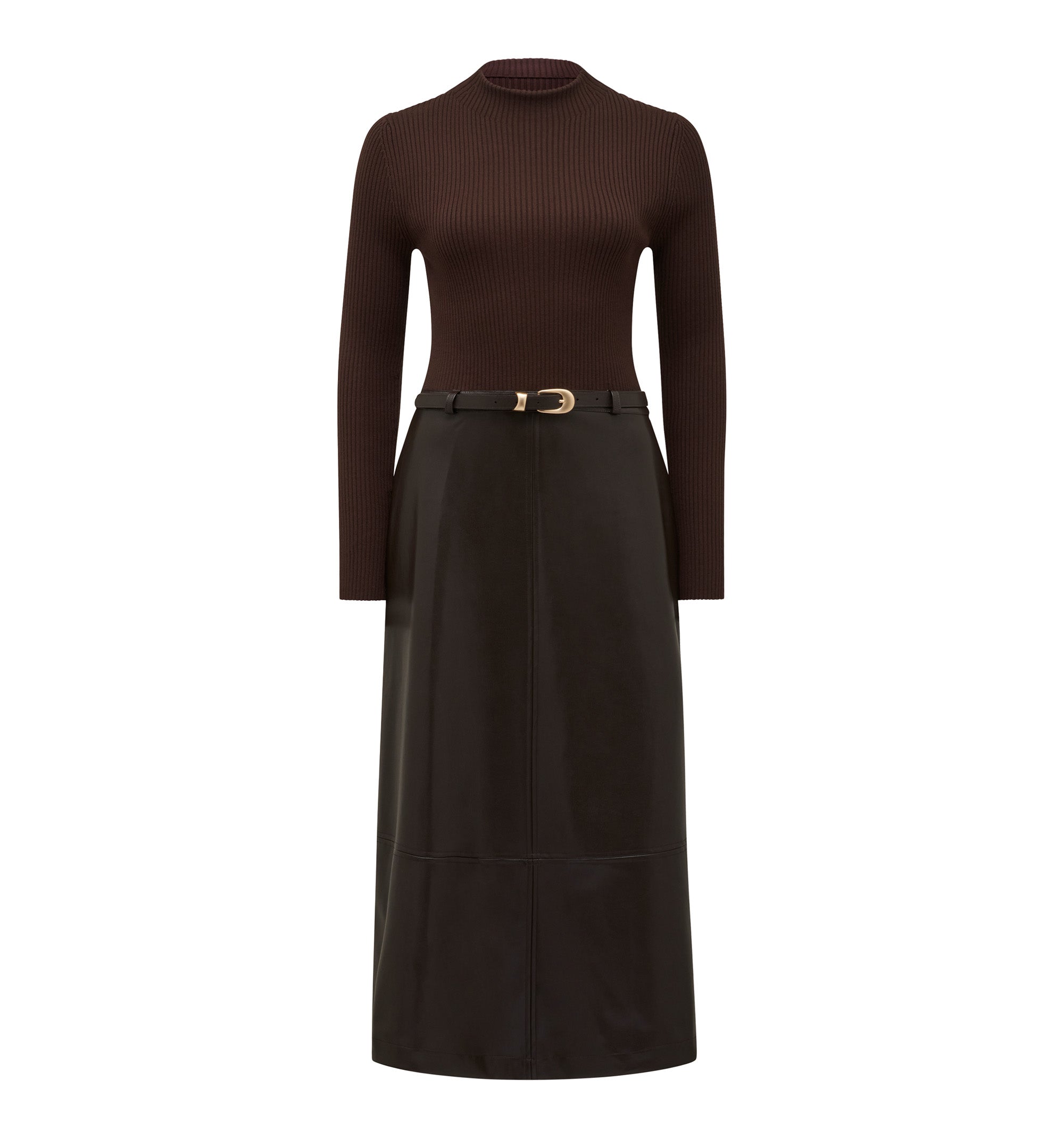 Brooklyn PU A Line Midi Dress