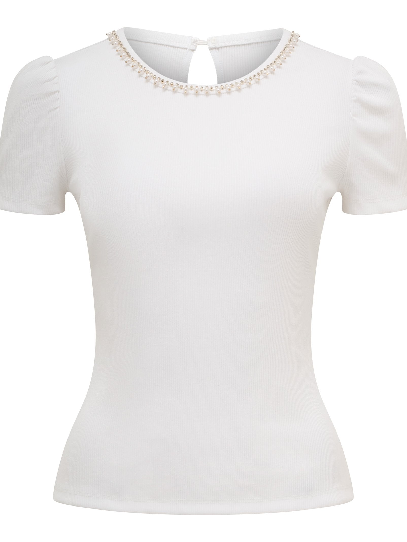  Emilia Embellished Neck Tee