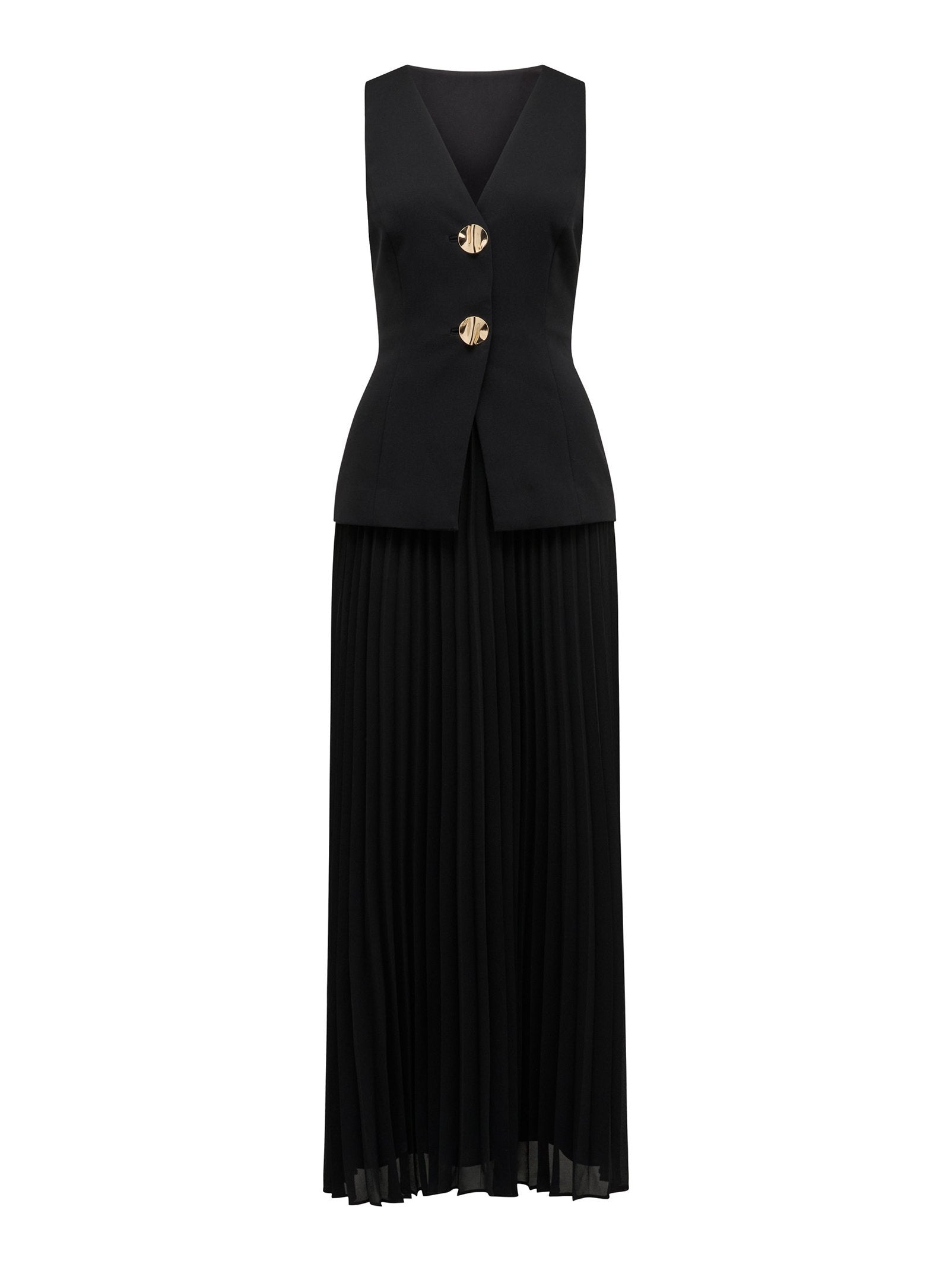 Larissa Pleated Vest Maxi Dress