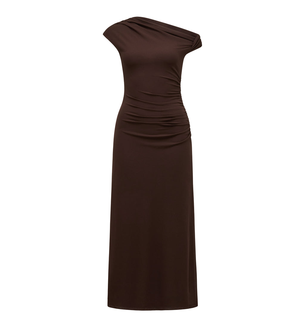 Paris Draped Mesh Midi Dress