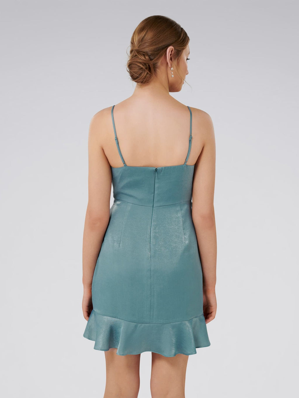 Fifi Cowl Neck Wrap Frill Mini Petite Dress