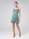 Fifi Cowl Neck Wrap Frill Mini Petite Dress