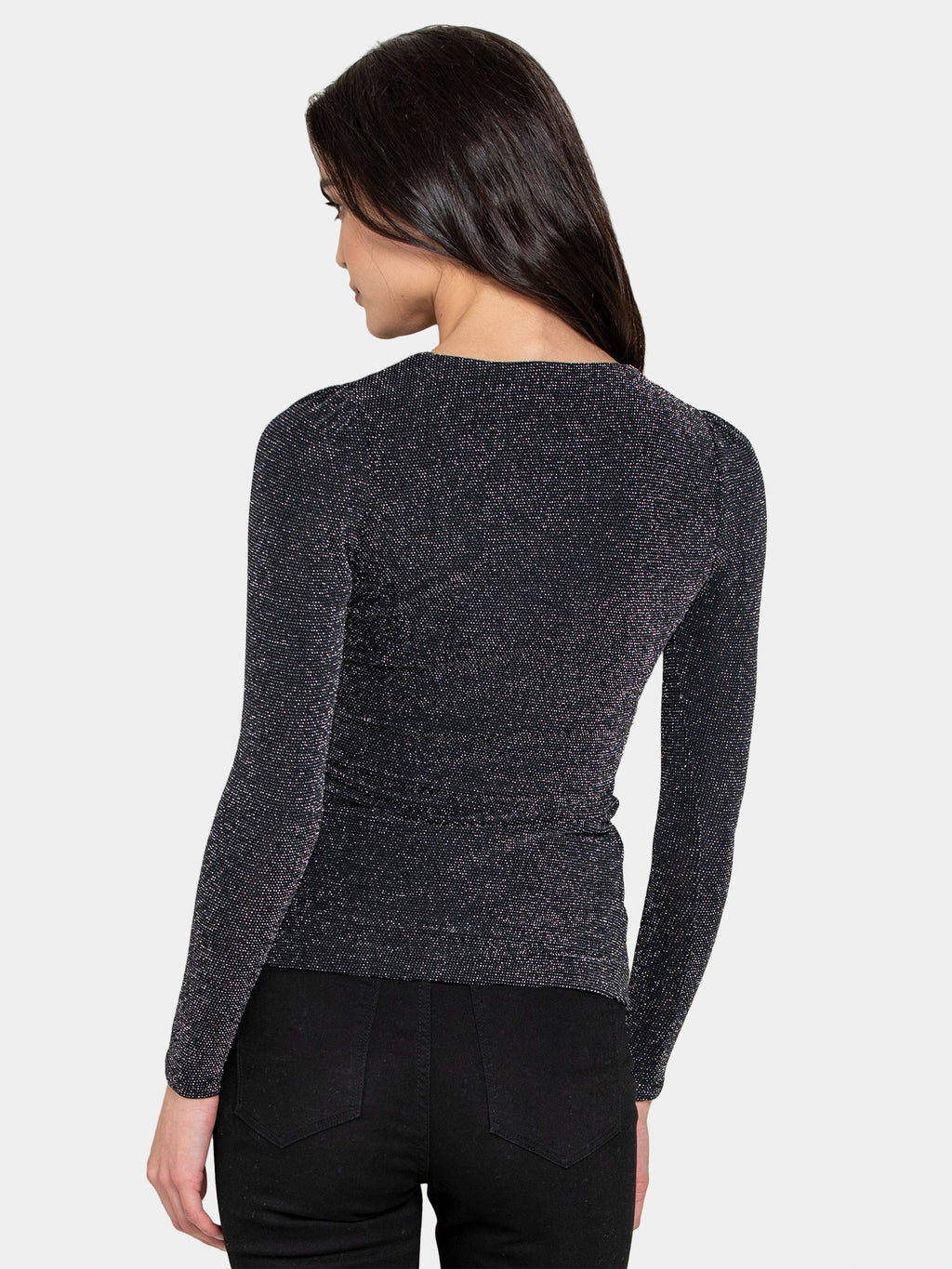 Posey Wrap Front Glitter Top