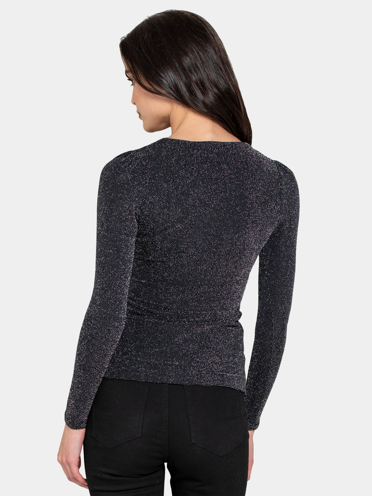 Posey Wrap Front Glitter Top