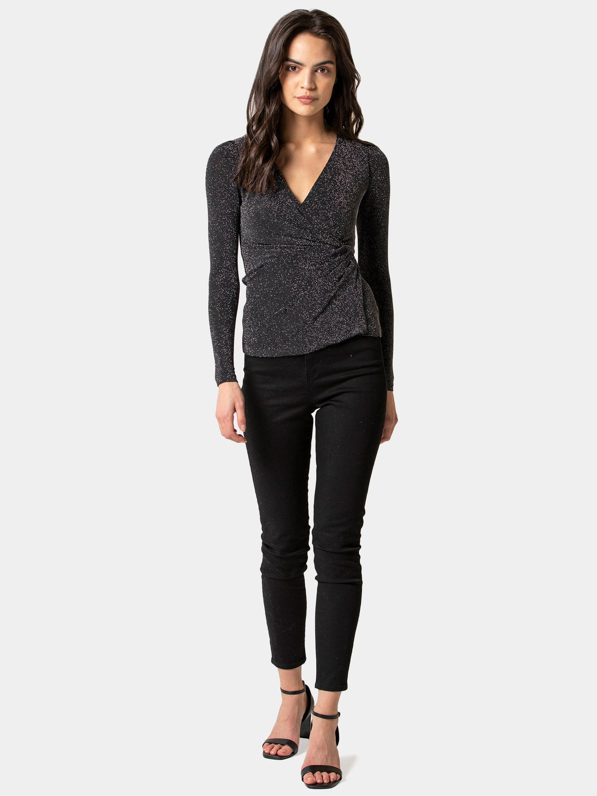Posey Wrap Front Glitter Top