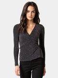 Posey Wrap Front Glitter Top