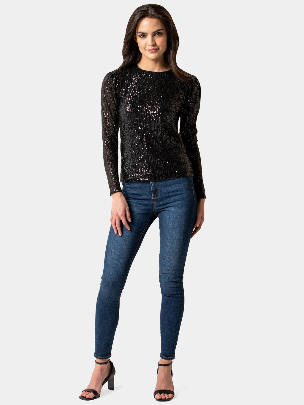 Serina Sequin Puff Sleeve Top