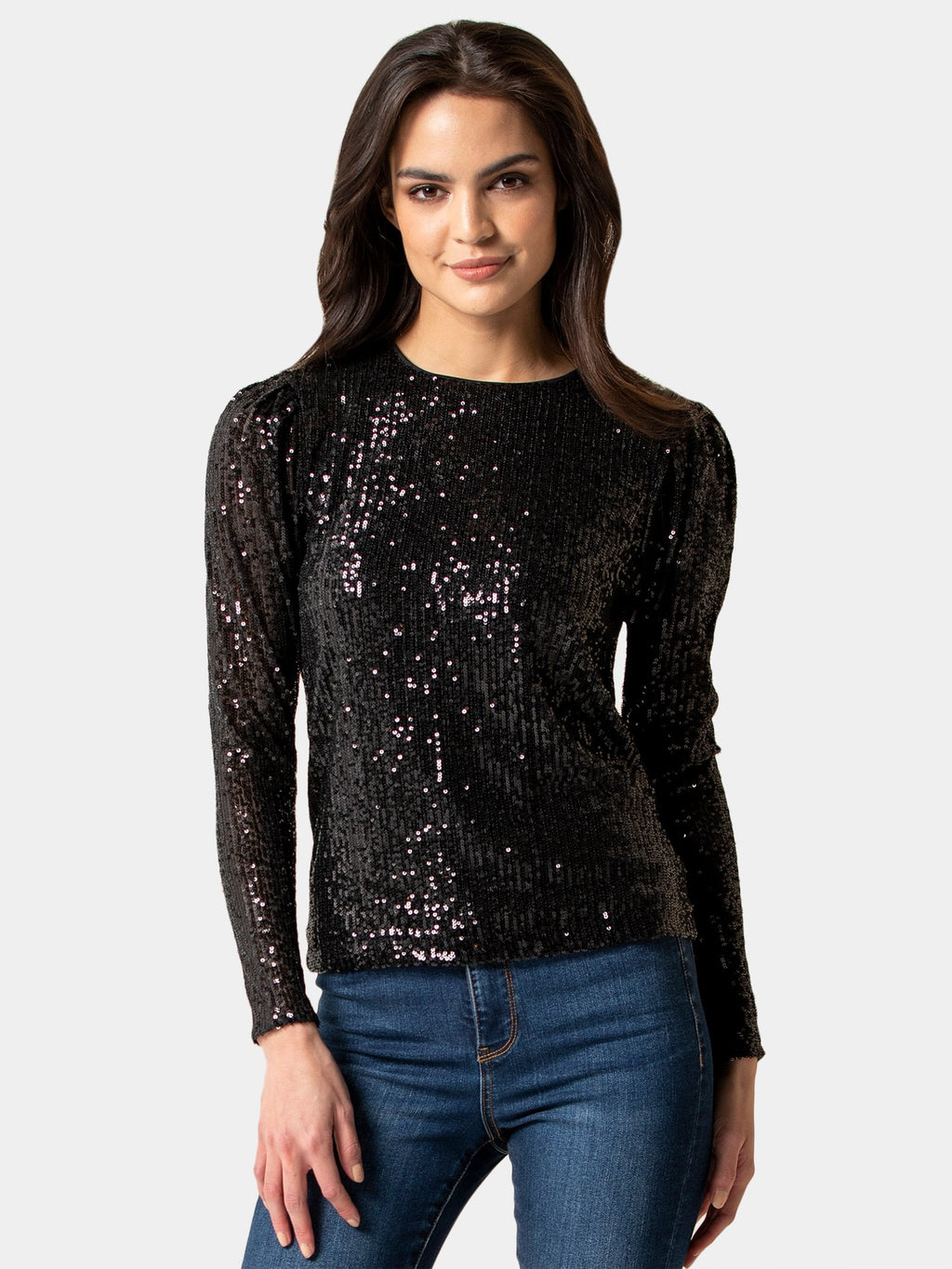 Serina Sequin Puff Sleeve Top