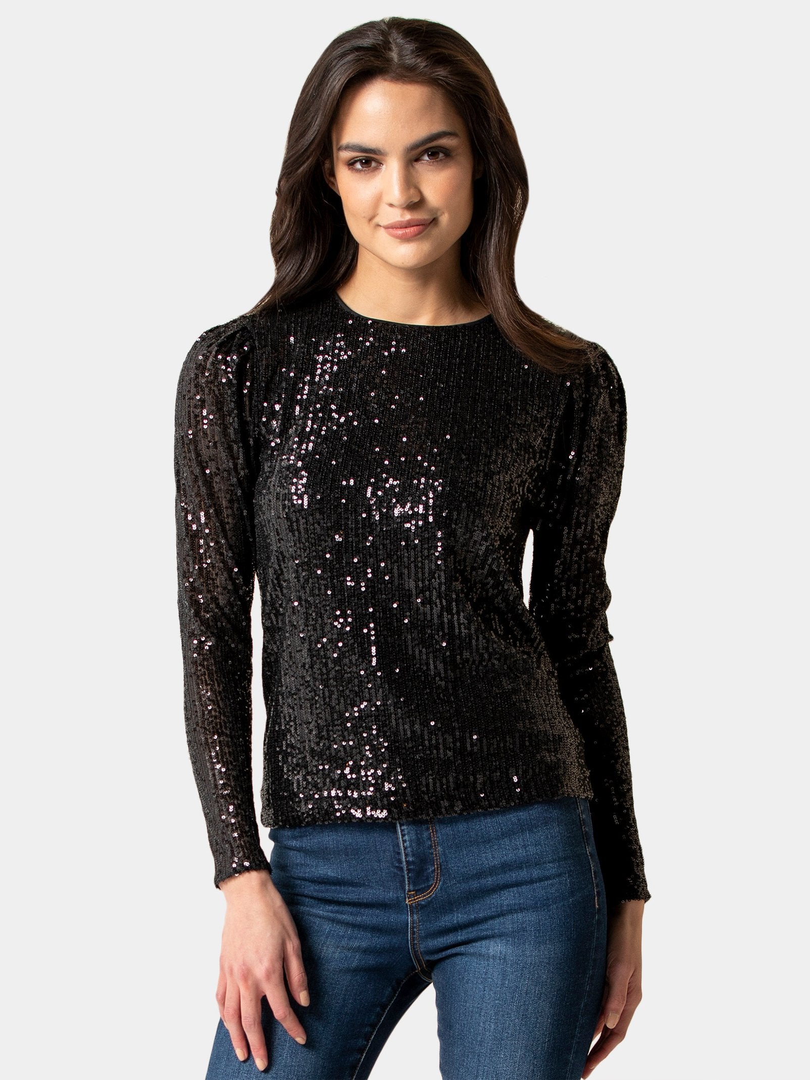Serina Sequin Puff Sleeve Top