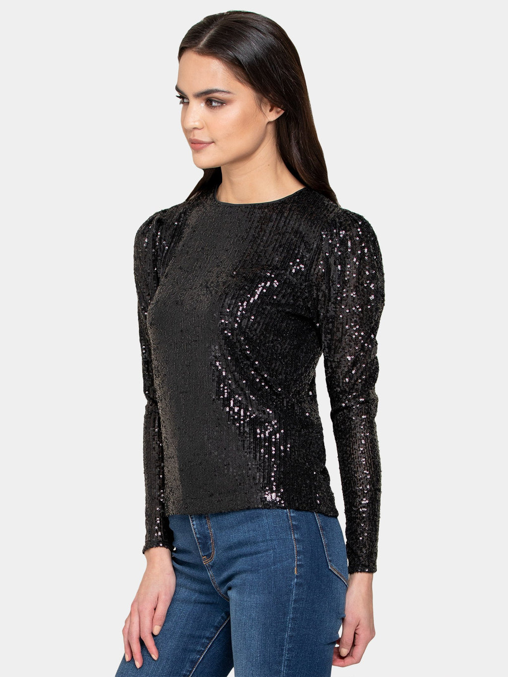 Serina Sequin Puff Sleeve Top