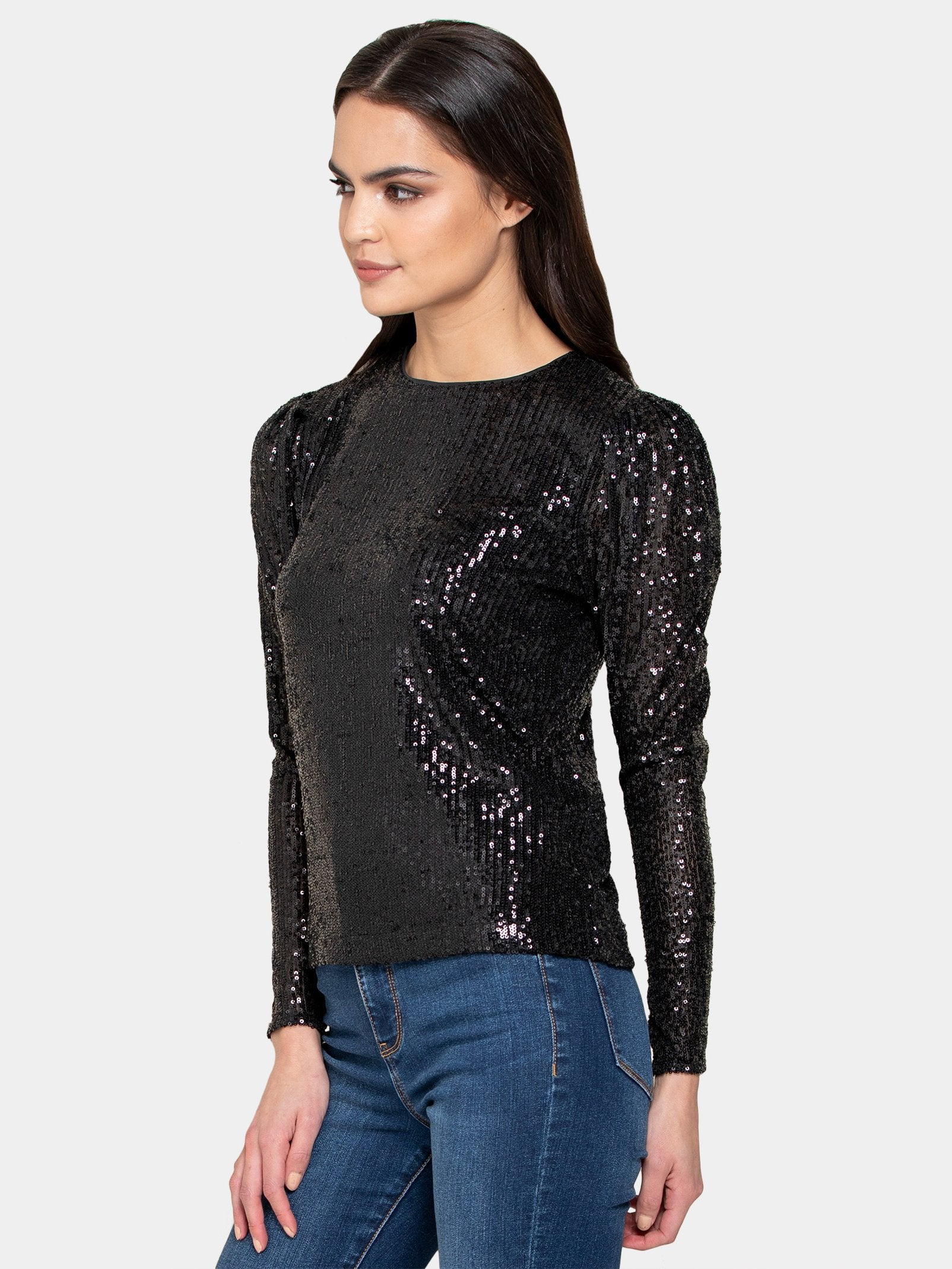 Serina Sequin Puff Sleeve Top