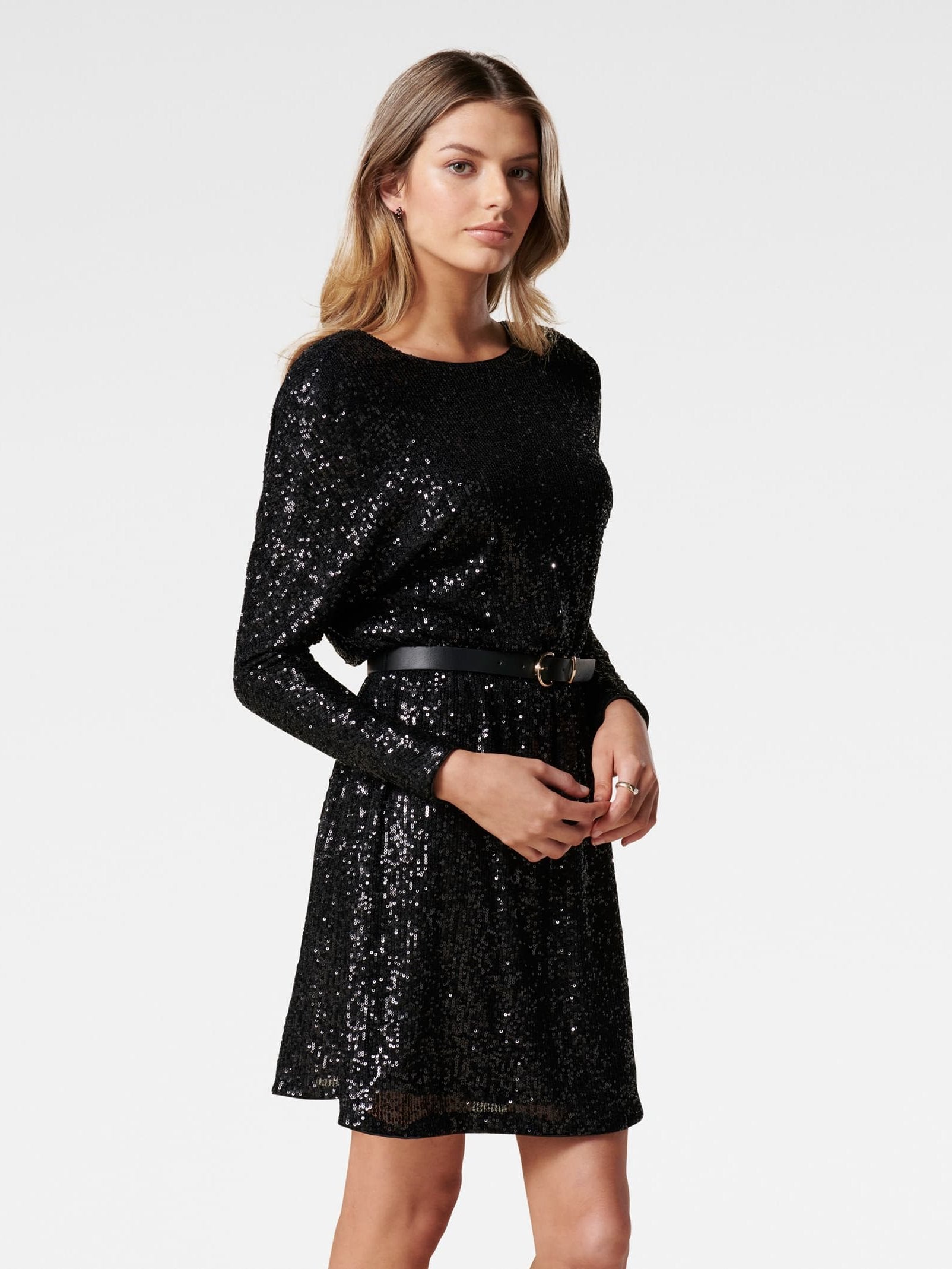 Sia Petite Sequin Batwing Mini Dress