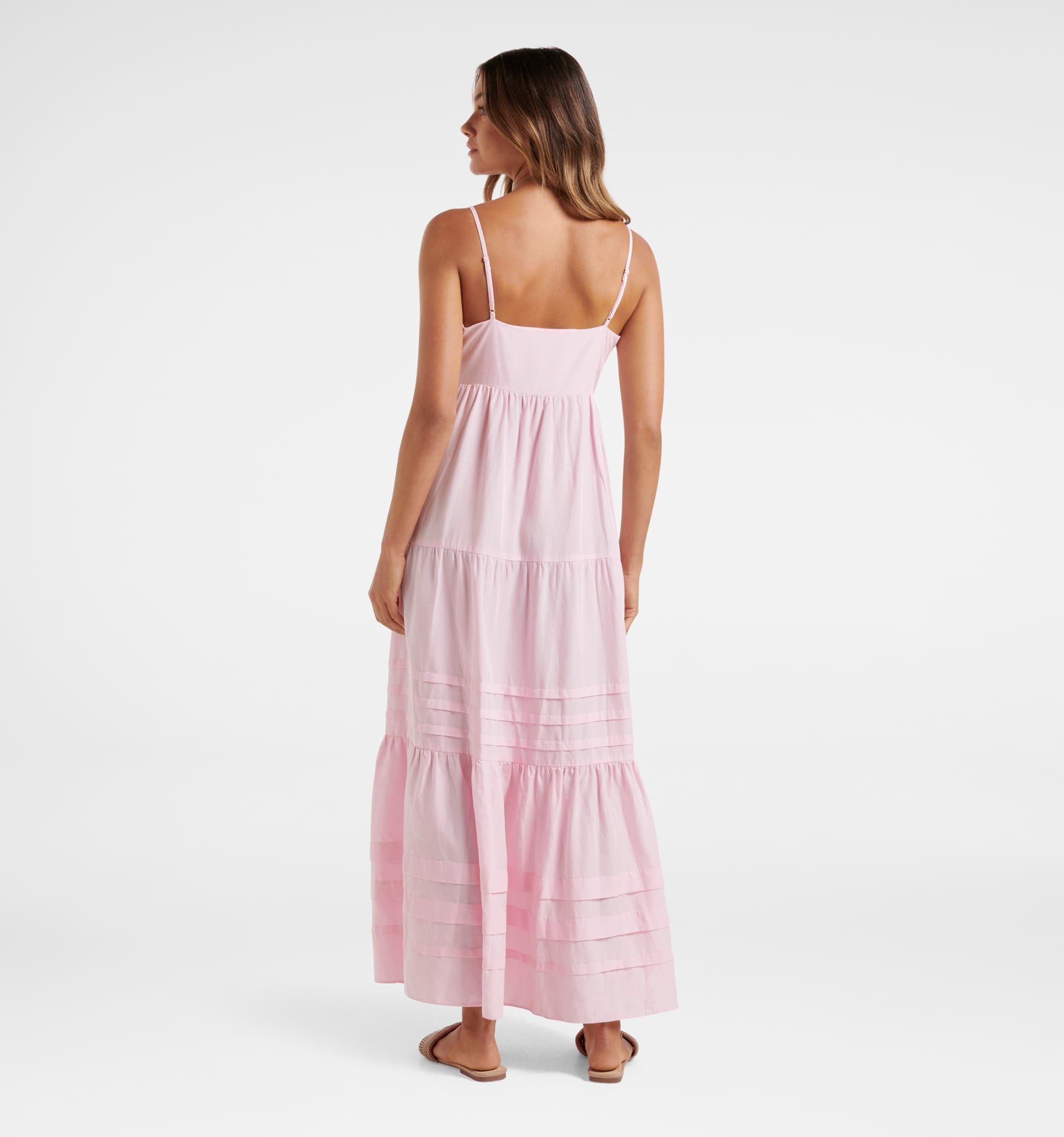 Savannah Pintuck Tiered Midi Dress