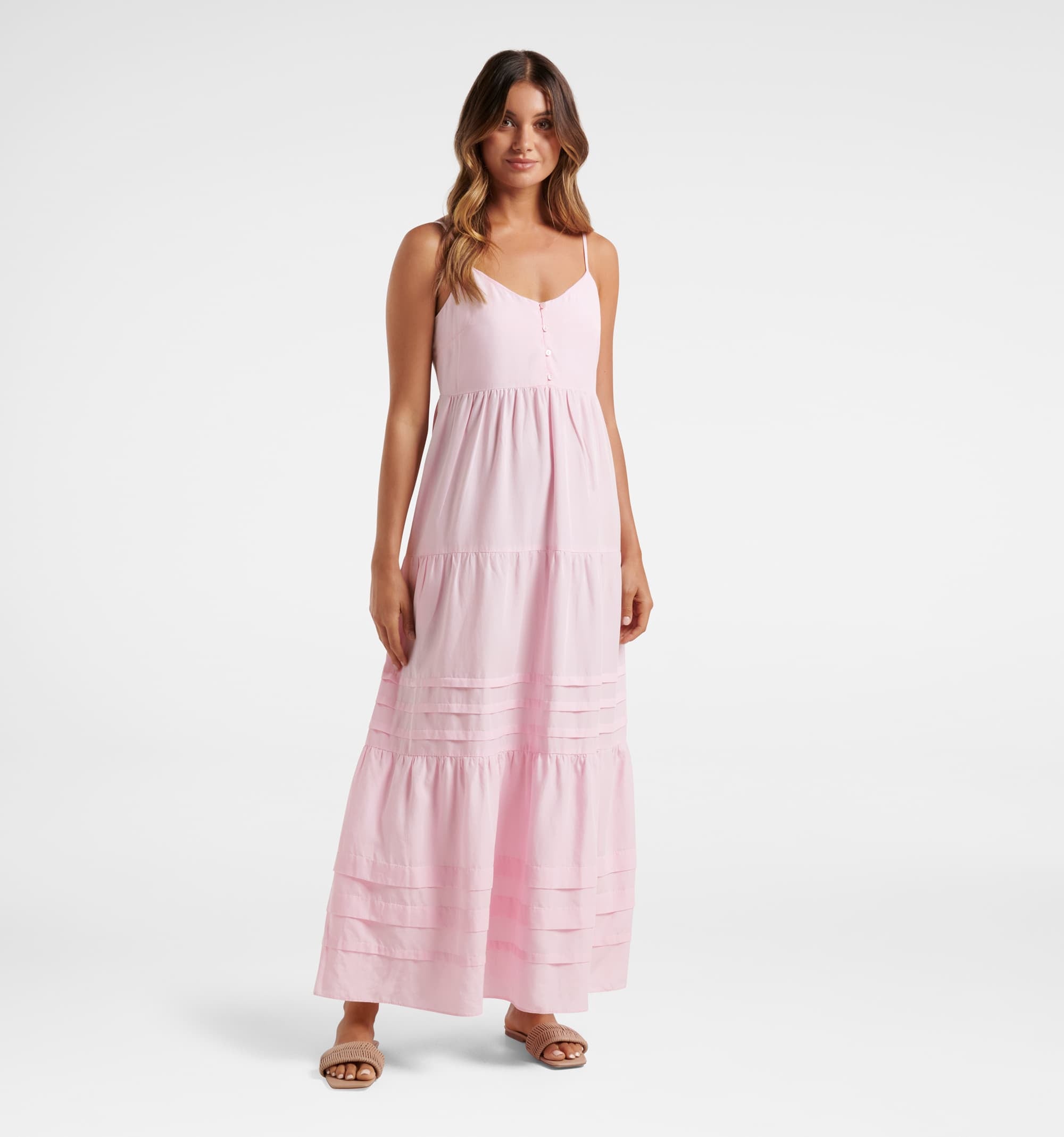 Savannah Pintuck Tiered Midi Dress