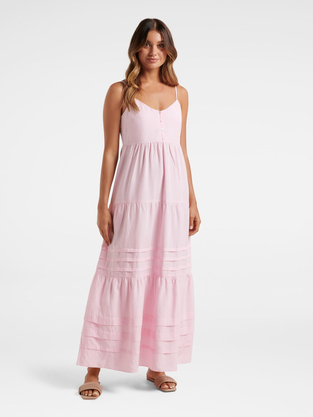 Savannah Pintuck Tiered Midi Dress