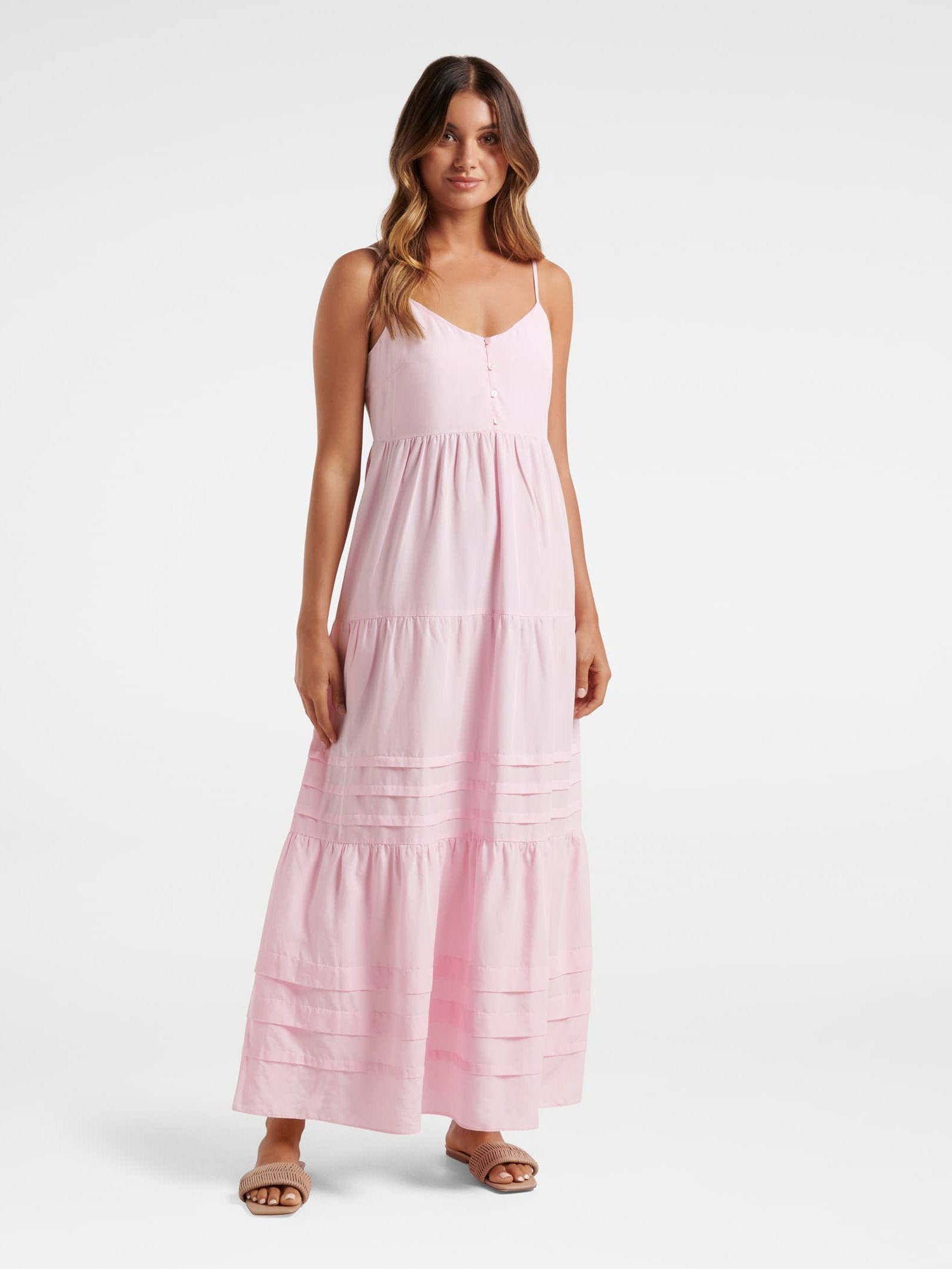 Savannah Pintuck Tiered Midi Dress