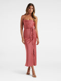  Fay Satin Cowl Ruched Slip Dress 