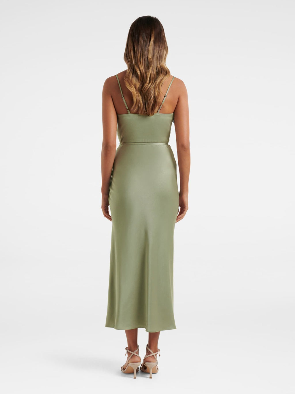 Fay Satin Cowl Ruched Slip Maxi Dress