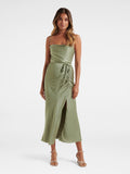 Fay Satin Cowl Ruched Slip Dress