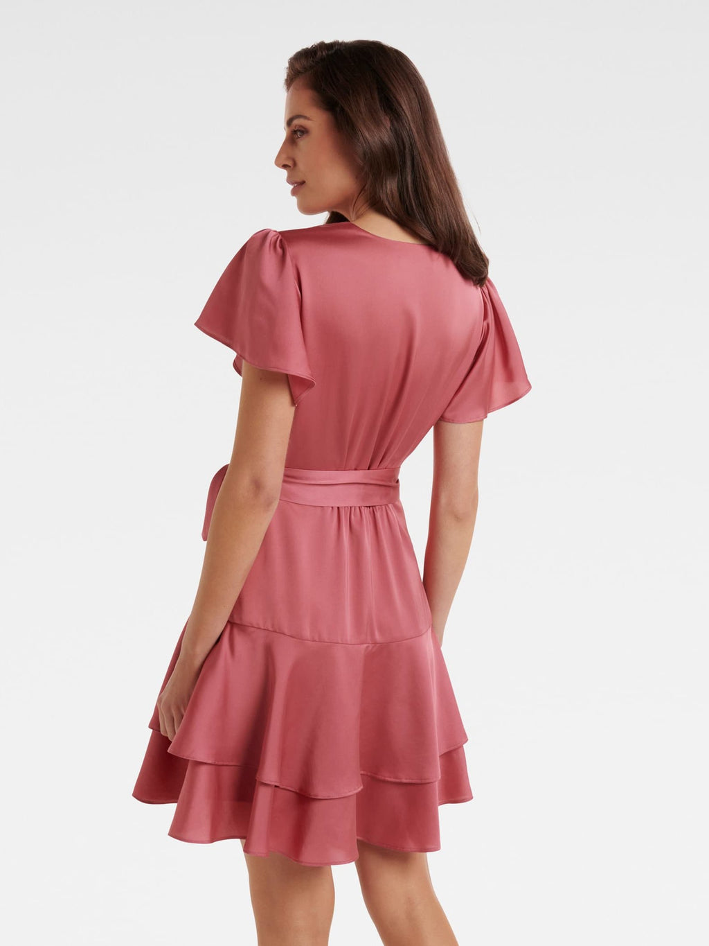 Emerson Flutter Sleeve Satin Mini Dress