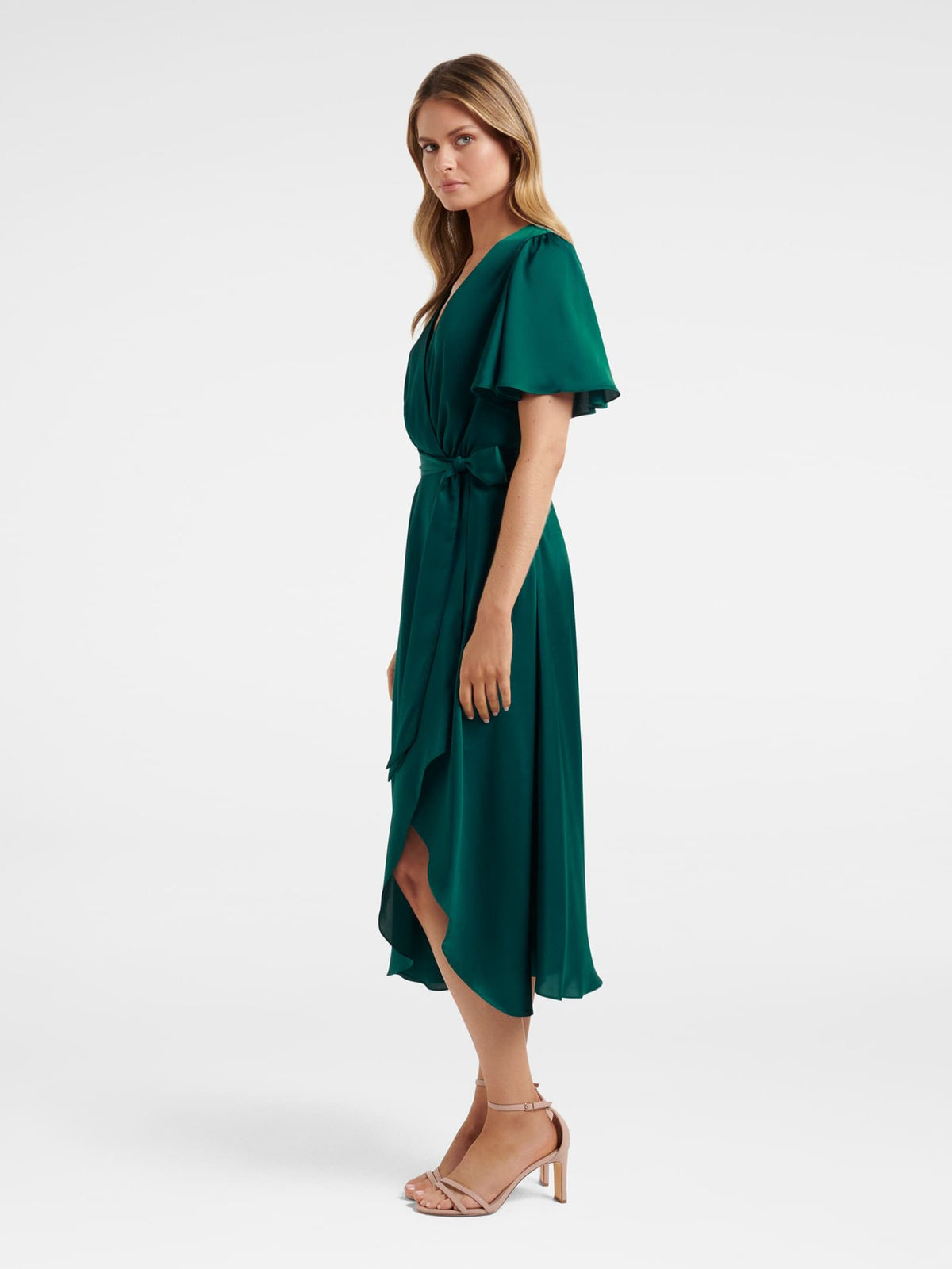 Mona Flutter Sleeve Midi Dress