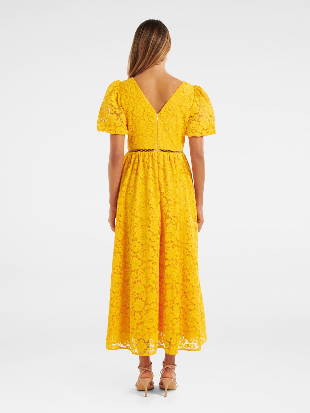 Ivanka Lace V Neck Midi Dress
