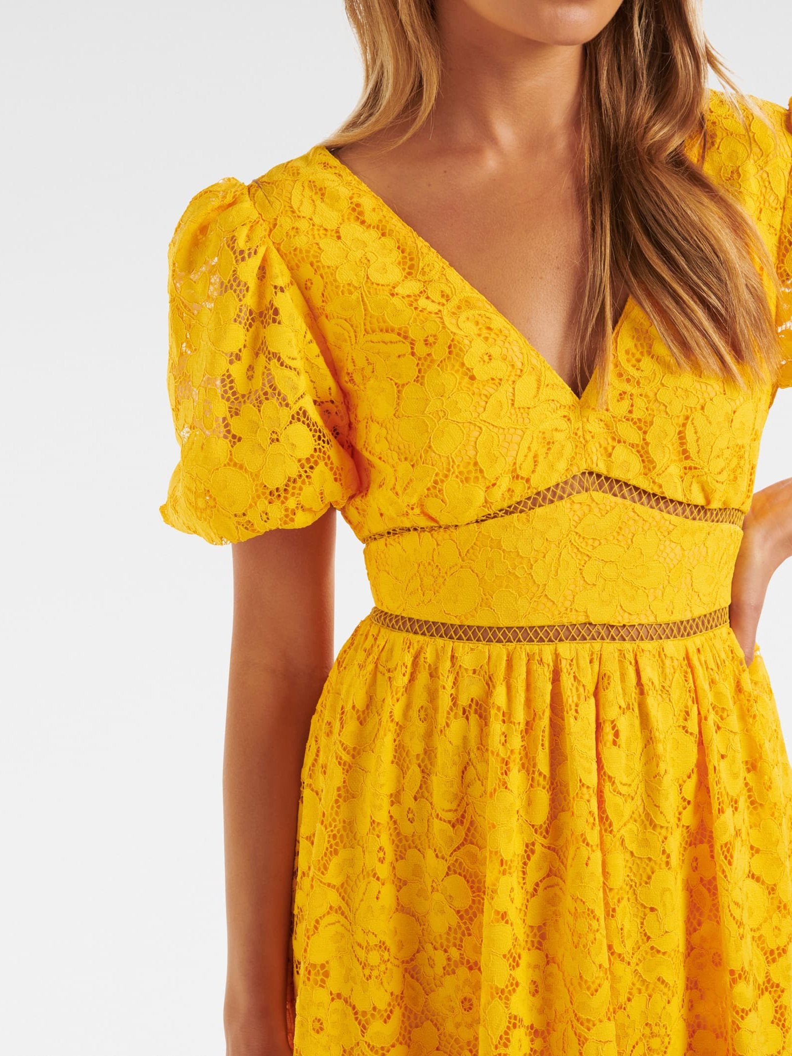 Ivanka Lace V Neck Midi Dress