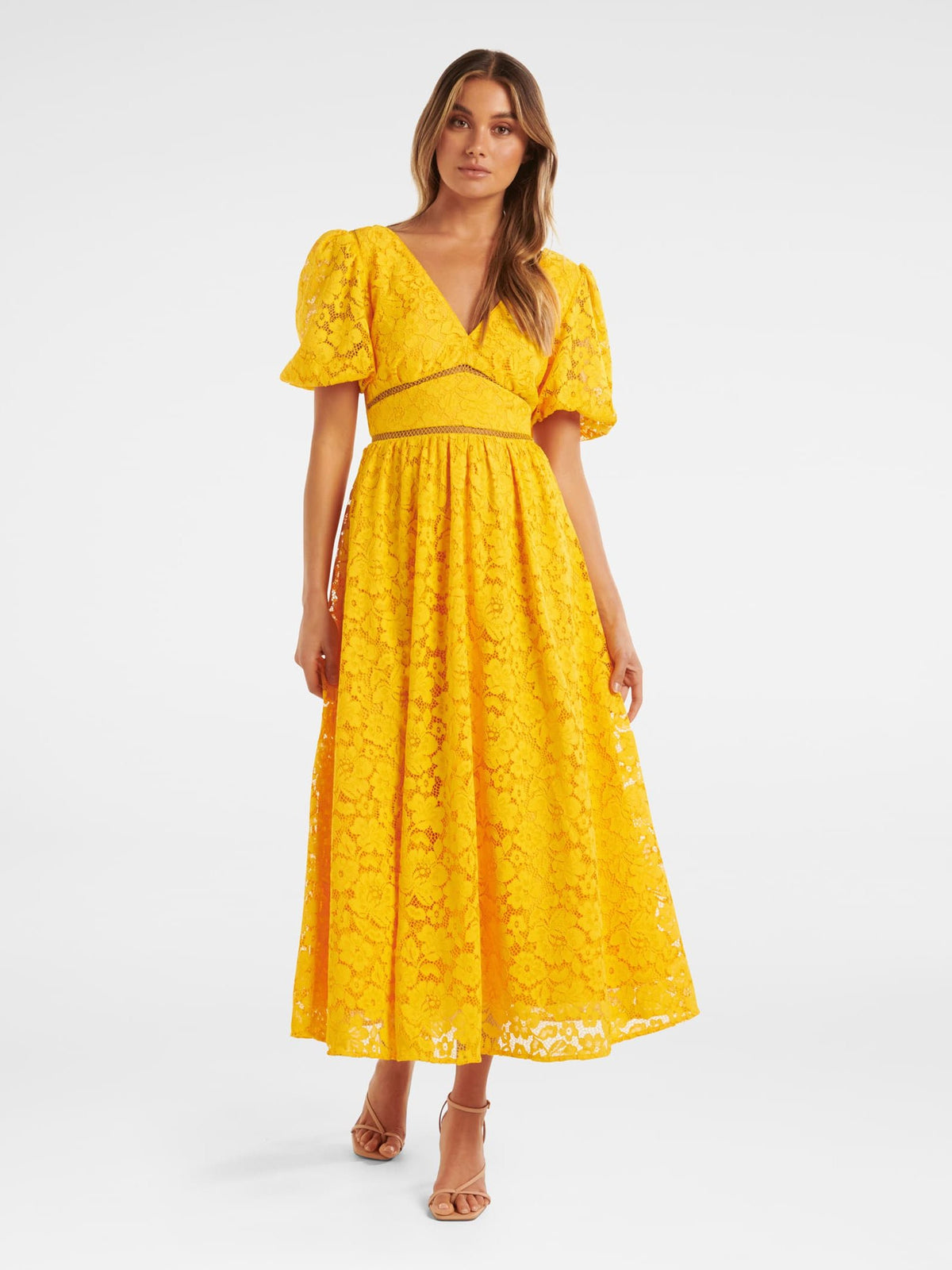 Ivanka Lace V Neck Midi Dress