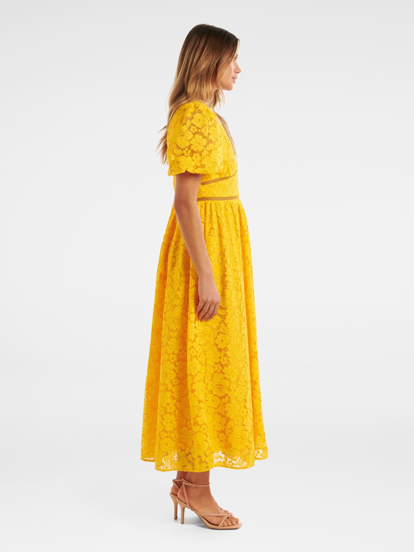 Ivanka Lace V Neck Midi Dress