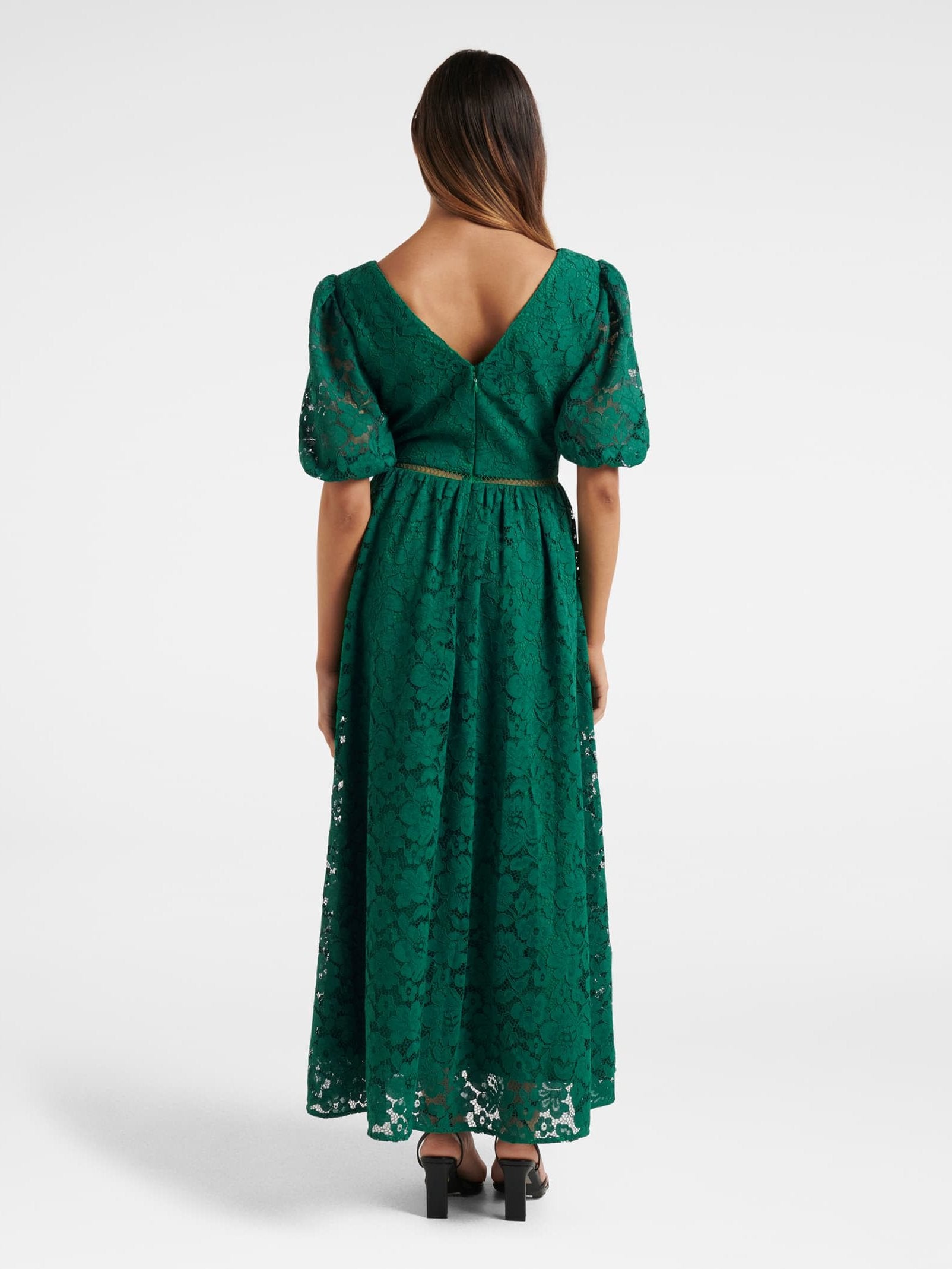 Ivanka Petite Lace V Neck Midi Dress