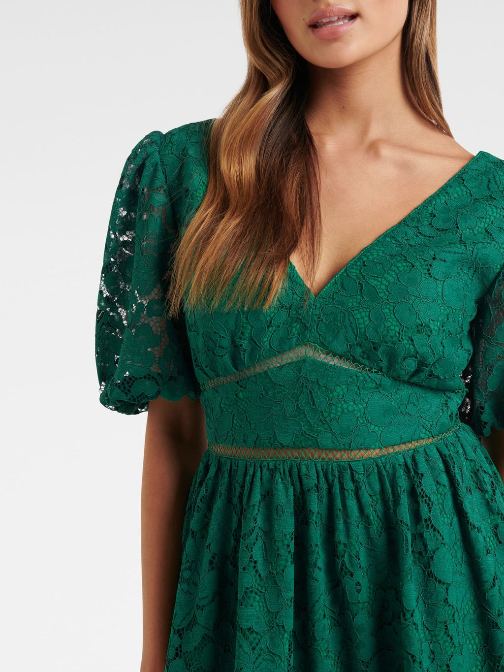 Ivanka Petite Lace V Neck Midi Dress