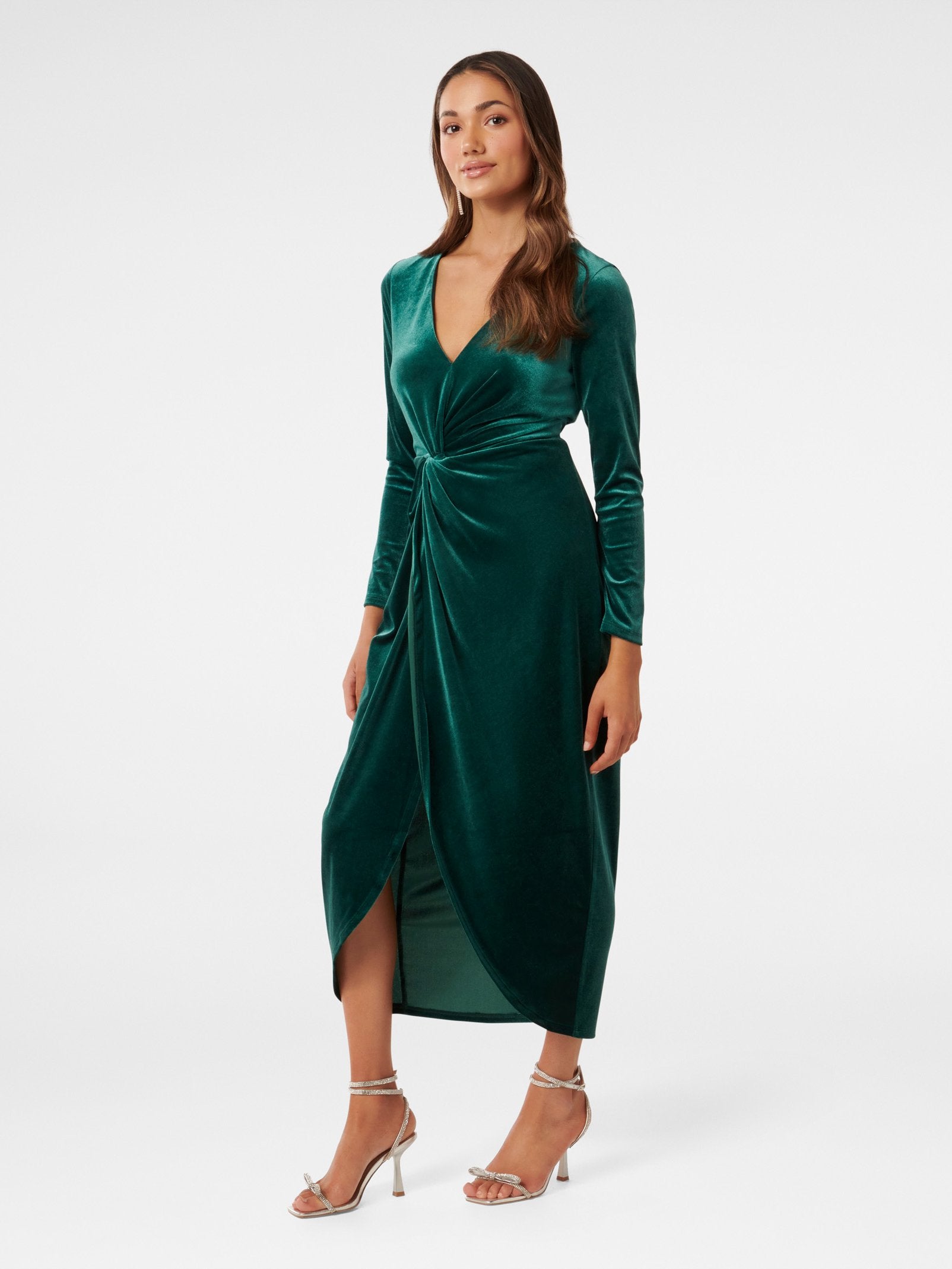  Sofia Petite Velvet Twist Midi Dress