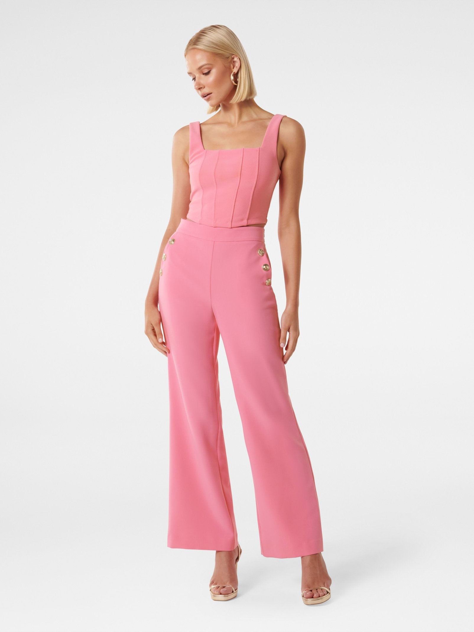 Megan Button Wide Leg Pant