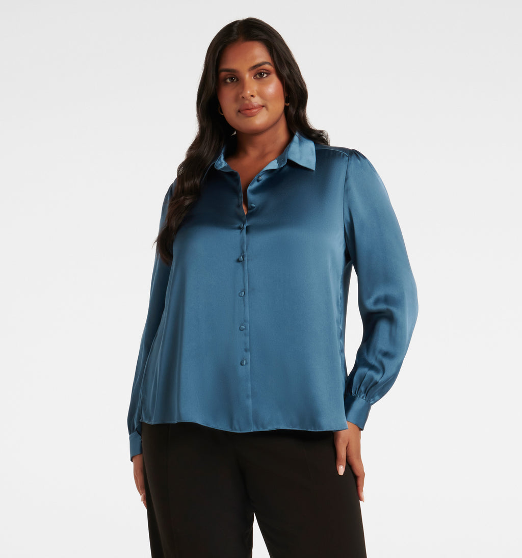 Ren Curve Satin Button Through Blouse