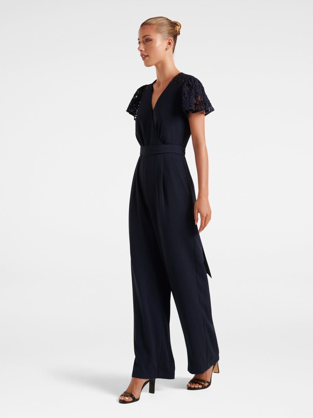 Tarsha Lace Flutter Sleeve Jumpsuit